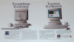 A composite image of an Apple Mac laptop alongside an IBM mainframe, representing the Mac 3270 setup